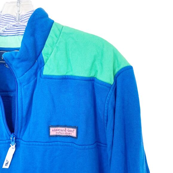 Vineyard Vines Blue Green Quarter Zip Sweater Sz M - Picture 3 of 6